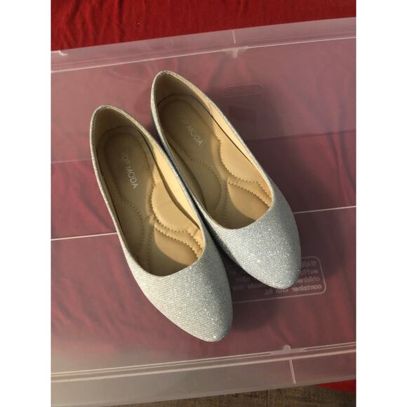 Top Moda glitter sparkly pointed toe flat shoes size 7 - Picture 1 of 4